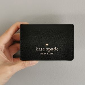 Kate Spade Micro Trifold Wallet Saffiano Black Lea